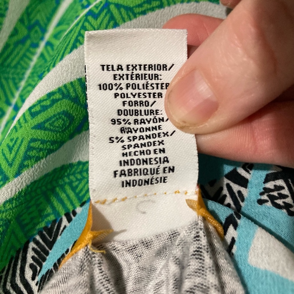 Ruby Rd. Green & Blue Palm-Print Layered Poncho - Picture 6 of 6